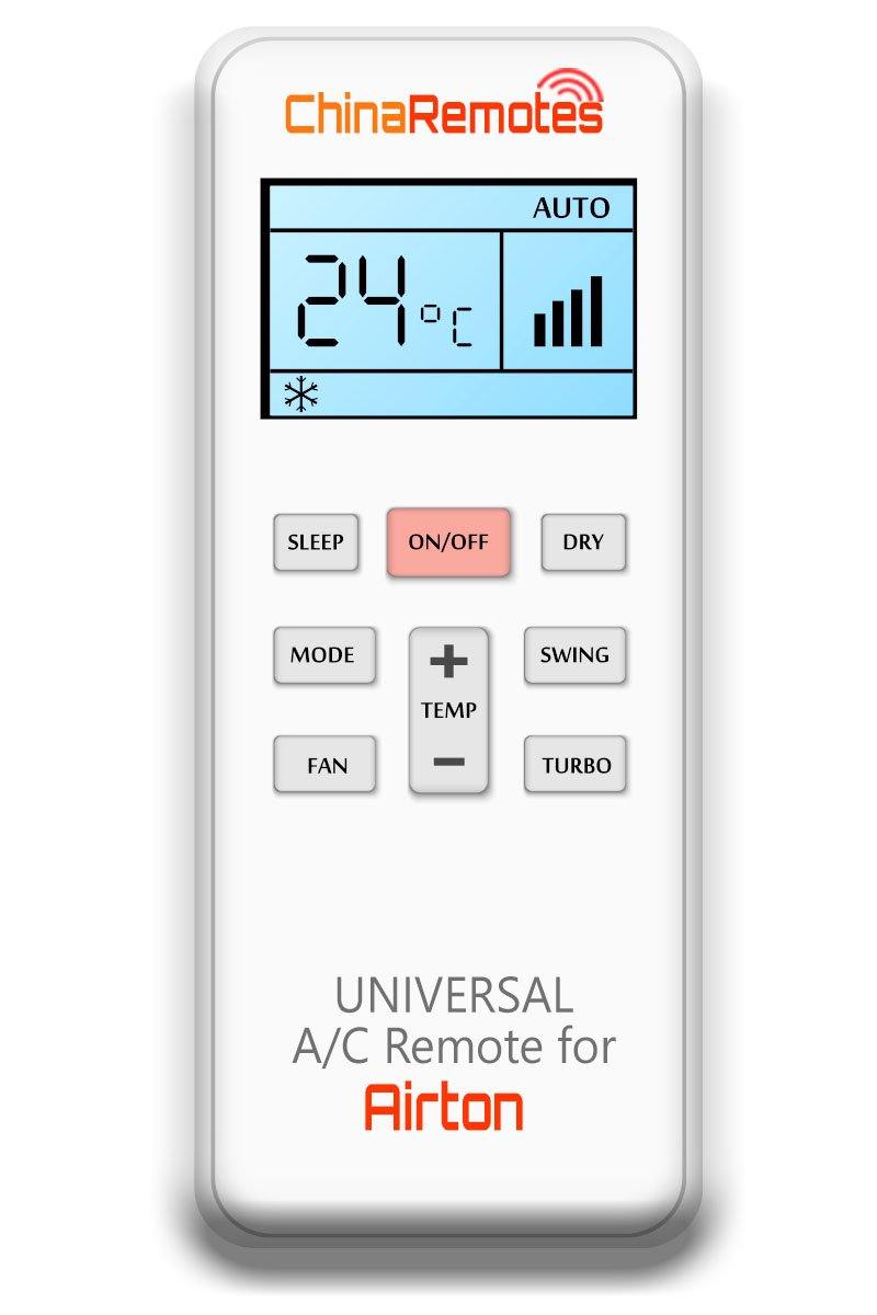 Universal Air Conditioner Remote for Airton Aircon Remote Including Airton Portable AC Remote and Airton Split System a/c remotes and Airton portable AC Remotes