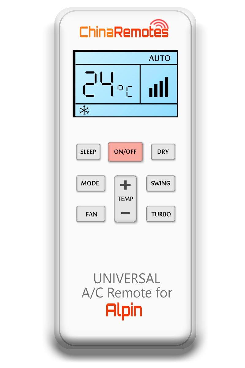 Universal Air Conditioner Remote for Alpin Aircon Remote Including Alpin Portable AC Remote and Alpin Split System a/c remotes and Alpin portable AC Remotes