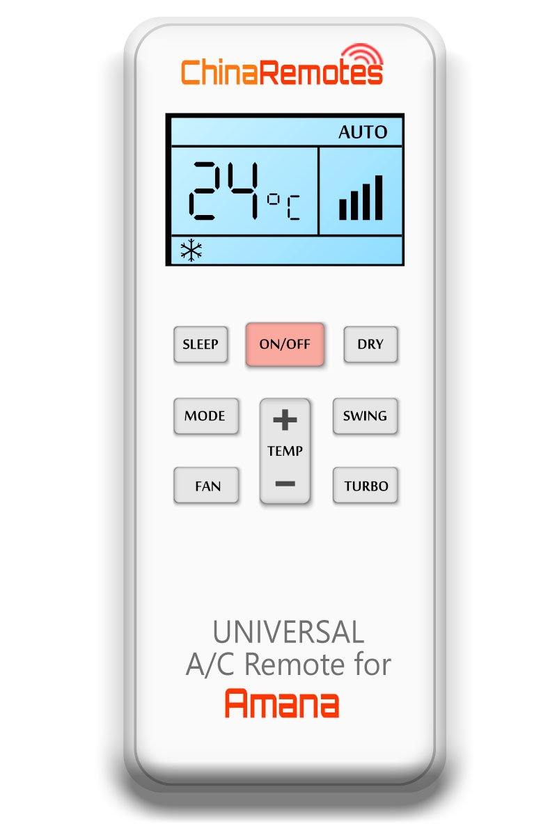 Universal Air Conditioner Remote for Amana Aircon Remote Including Amana Portable AC Remote and Amana Split System a/c remotes and Amana portable AC Remotes