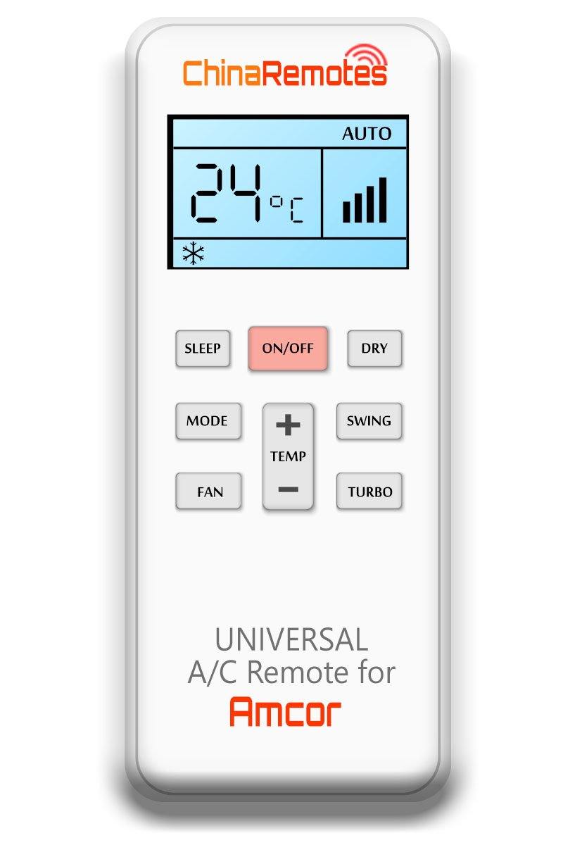 Universal Air Conditioner Remote for Amcor Aircon Remote Including Amcor Portable AC Remote and Amcor Split System a/c remotes and Amcor portable AC Remotes