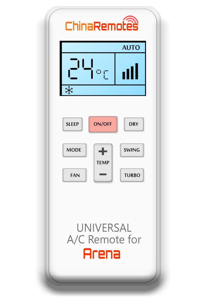 Universal Air Conditioner Remote for Arena Aircon Remote Including Arena Portable AC Remote and Arena Split System a/c remotes and Arena portable AC Remotes