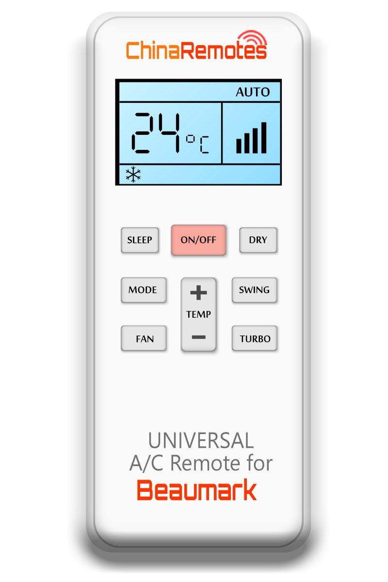 Universal Air Conditioner Remote for Beaumark Aircon Remote Including Beaumark Portable AC Remote and Beaumark Split System a/c remotes and Beaumark portable AC Remotes