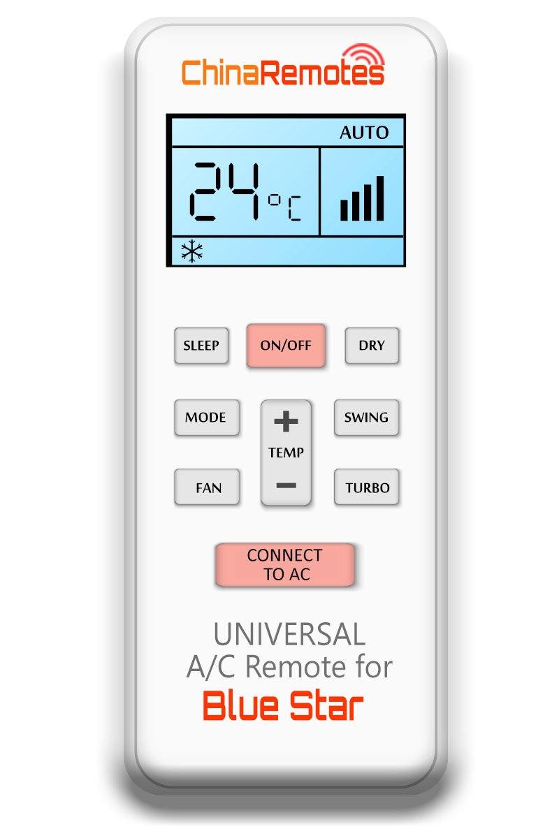 Universal Air Conditioner Remote for Blue Star AC's. Our specialist has tested multiple Universal AC Remotes for Blue Star and have found 1 Universal Blue Star Remote to be exceptionally compatible with Blue Star Air Conditioners. Including Blue Blue Star Window Air conditioners and Blue Star Portable Air Conditioners.✅