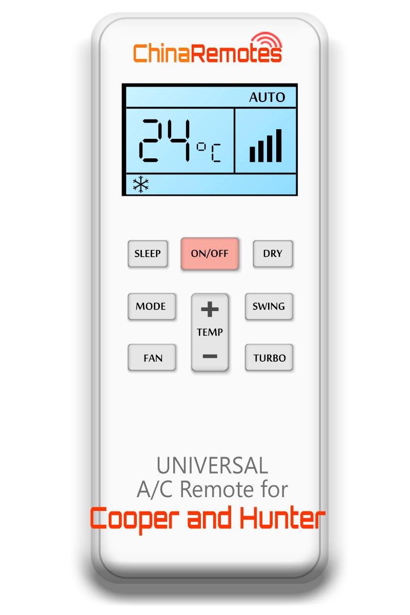 Universal Air Conditioner Remote for Cooper and Hunter Aircon Remote Including Cooper and Hunter Portable AC Remote and Cooper and Hunter Split System a/c remotes and Cooper and Hunter portable AC Remotes