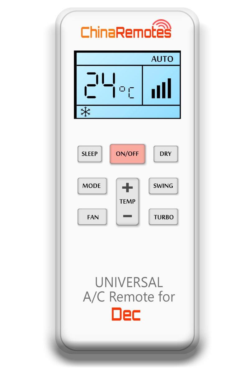 Universal Air Conditioner Remote for Dec Aircon Remote Including Dec Portable AC Remote and Dec Split System a/c remotes and Dec portable AC Remotes