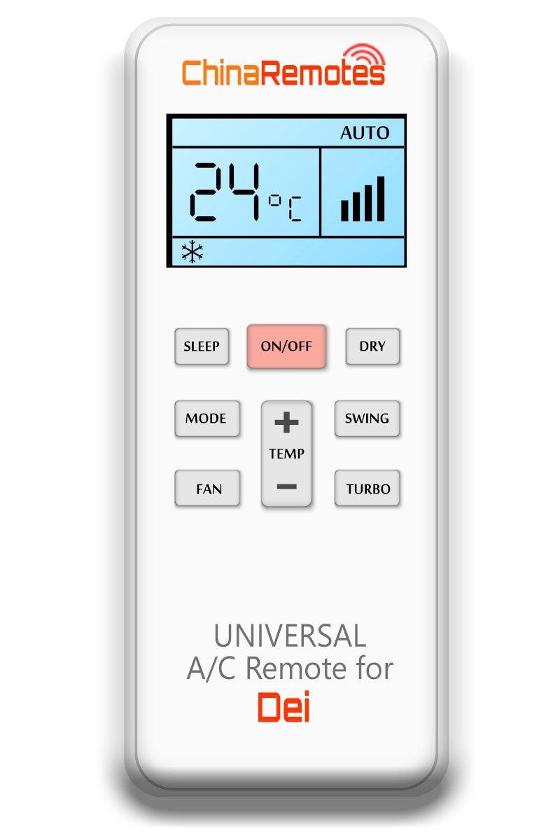 Universal Air Conditioner Remote for Dei Aircon Remote Including Dei Portable AC Remote and Dei Split System a/c remotes and Dei portable AC Remotes