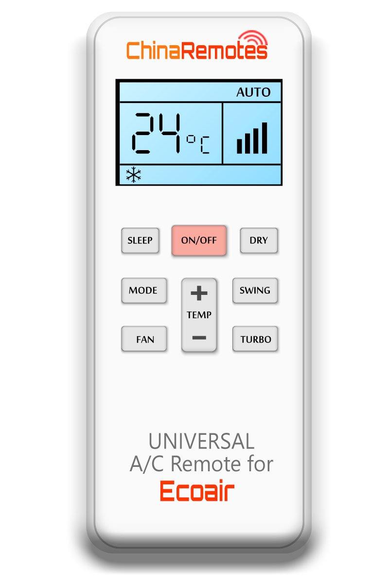 Universal Air Conditioner Remote for Ecoair Aircon Remote Including Ecoair Portable AC Remote and Ecoair Split System a/c remotes and Ecoair portable AC Remotes