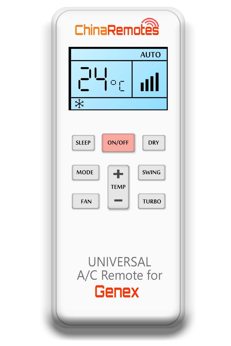 Universal Air Conditioner Remote for Genex Aircon Remote Including Genex Portable AC Remote and Genex Split System a/c remotes and Genex portable AC Remotes