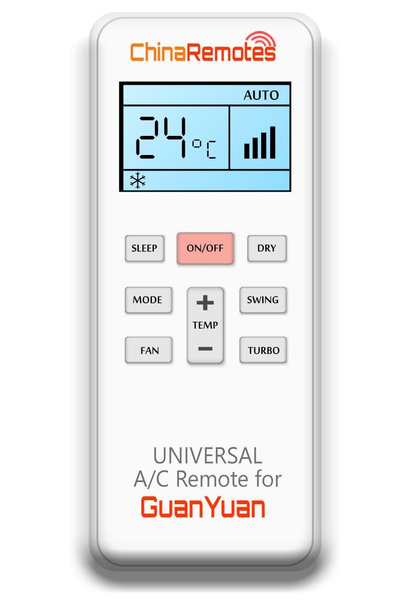 Universal Air Conditioner Remote for GuanYuan Aircon Remote Including GuanYuan Portable AC Remote and GuanYuan Split System a/c remotes and GuanYuan portable AC Remotes