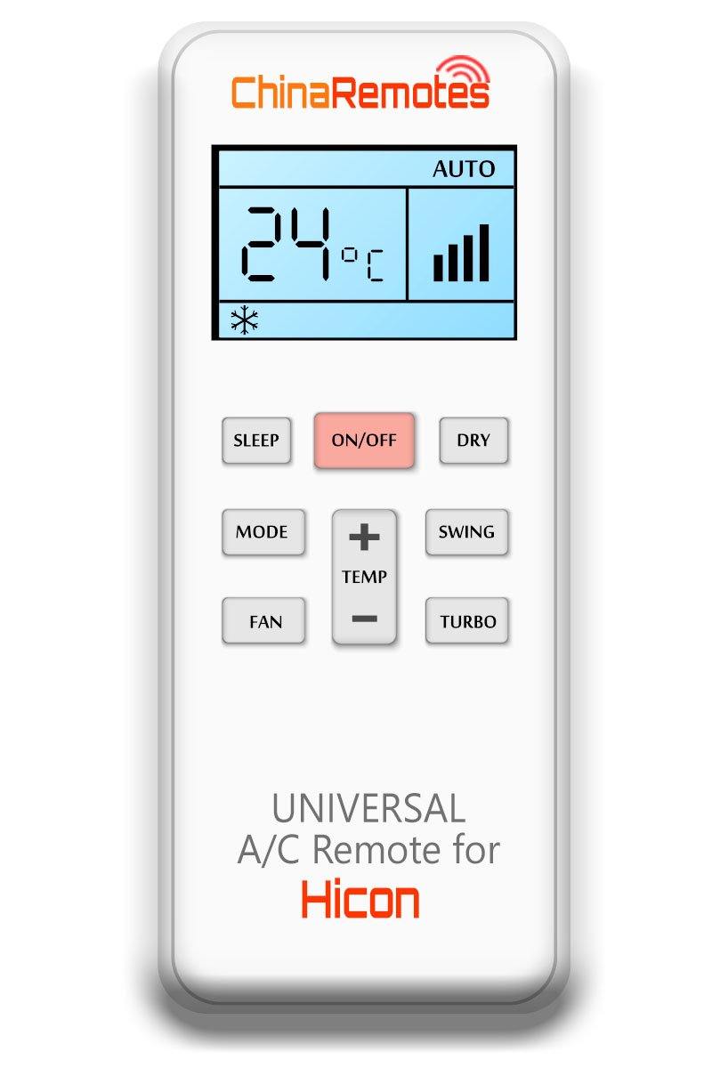 Universal Air Conditioner Remote for Hicon Aircon Remote Including Hicon Portable AC Remote and Hicon Split System a/c remotes and Hicon portable AC Remotes
