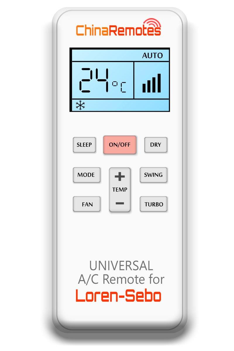 Universal Air Conditioner Remote for Loren-Sebo Aircon Remote Including Loren-Sebo Portable AC Remote and Loren-Sebo Split System a/c remotes and Loren-Sebo portable AC Remotes