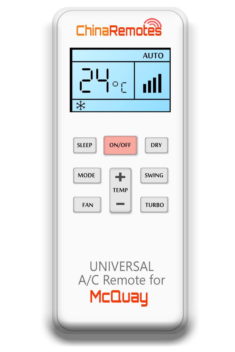 Universal Air Conditioner Remote for McQuay Aircon Remote Including McQuay Portable AC Remote and McQuay Split System a/c remotes and McQuay portable AC Remotes