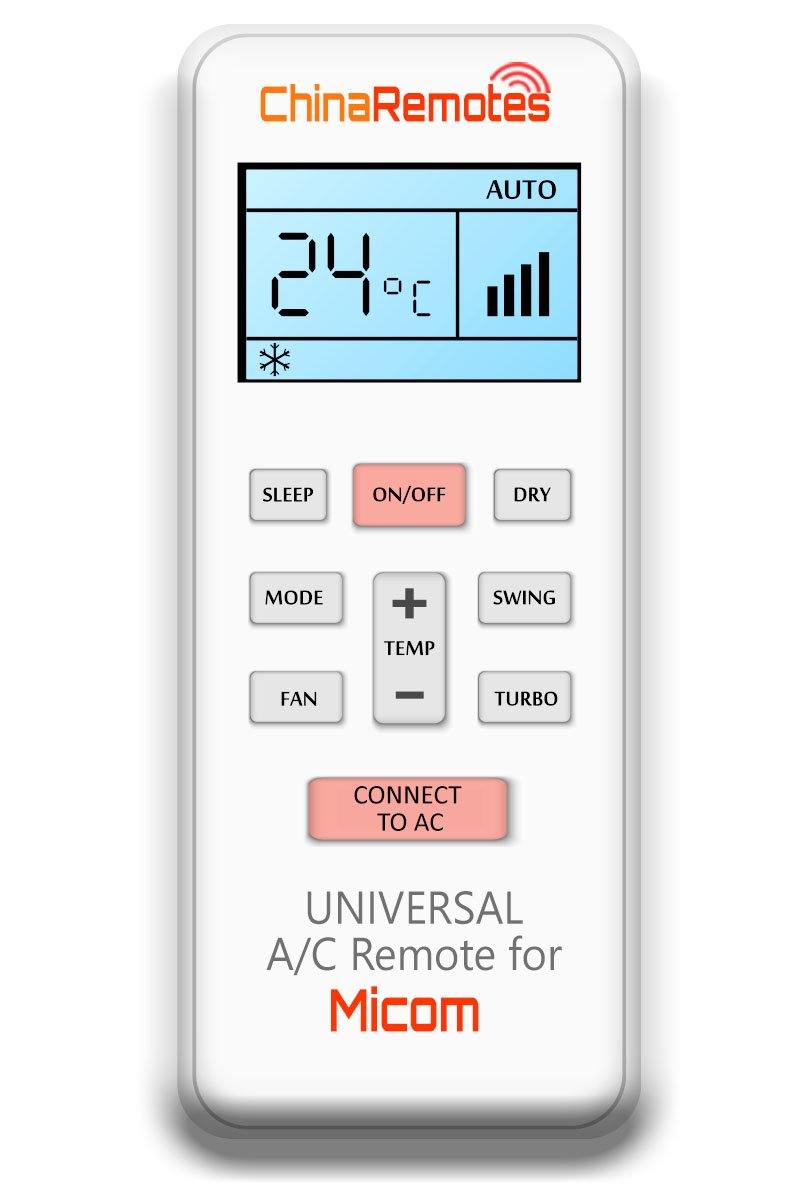 Universal Air Conditioner Remote for Micom AC Remote Including Micom Split System Remote & Micom Window Air Con and Micom Portable AC remotes