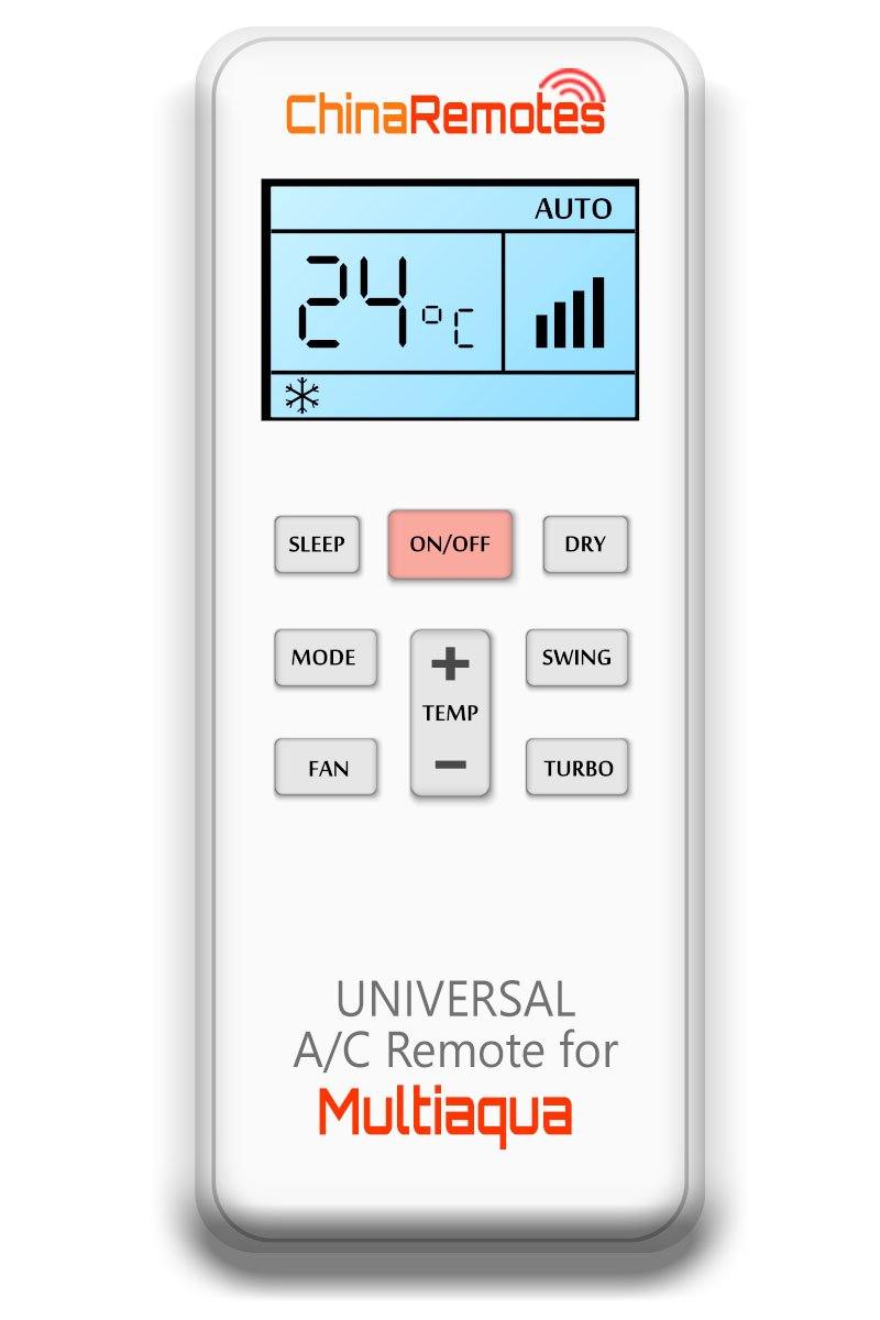 Universal Air Conditioner Remote for Multiaqua Aircon Remote Including Multiaqua Portable AC Remote and Multiaqua Split System a/c remotes and Multiaqua portable AC Remotes