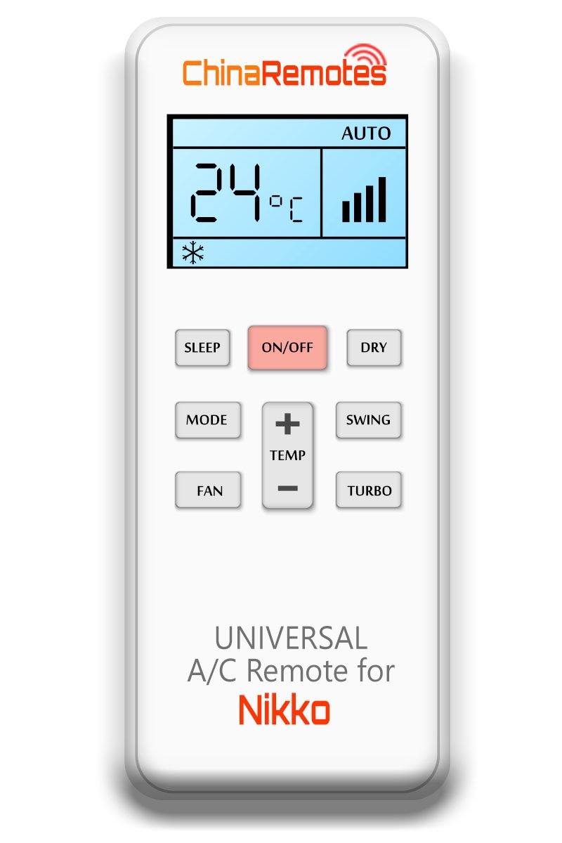 Universal Air Conditioner Remote for Nikko Aircon Remote Including Nikko Portable AC Remote and Nikko Split System a/c remotes and Nikko portable AC Remotes