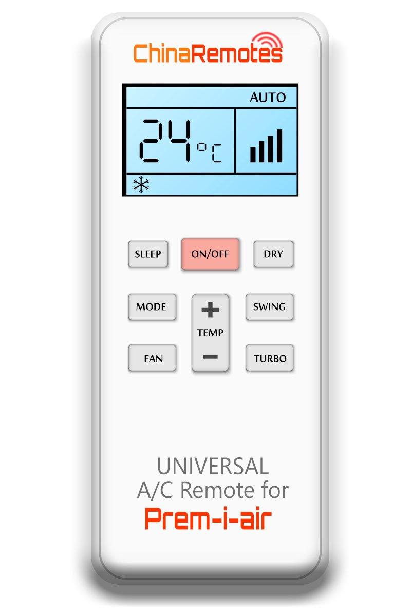 Universal Air Conditioner Remote for Prem-i-air Aircon Remote Including Prem-i-air Portable AC Remote and Prem-i-air Split System a/c remotes and Prem-i-air portable AC Remotes