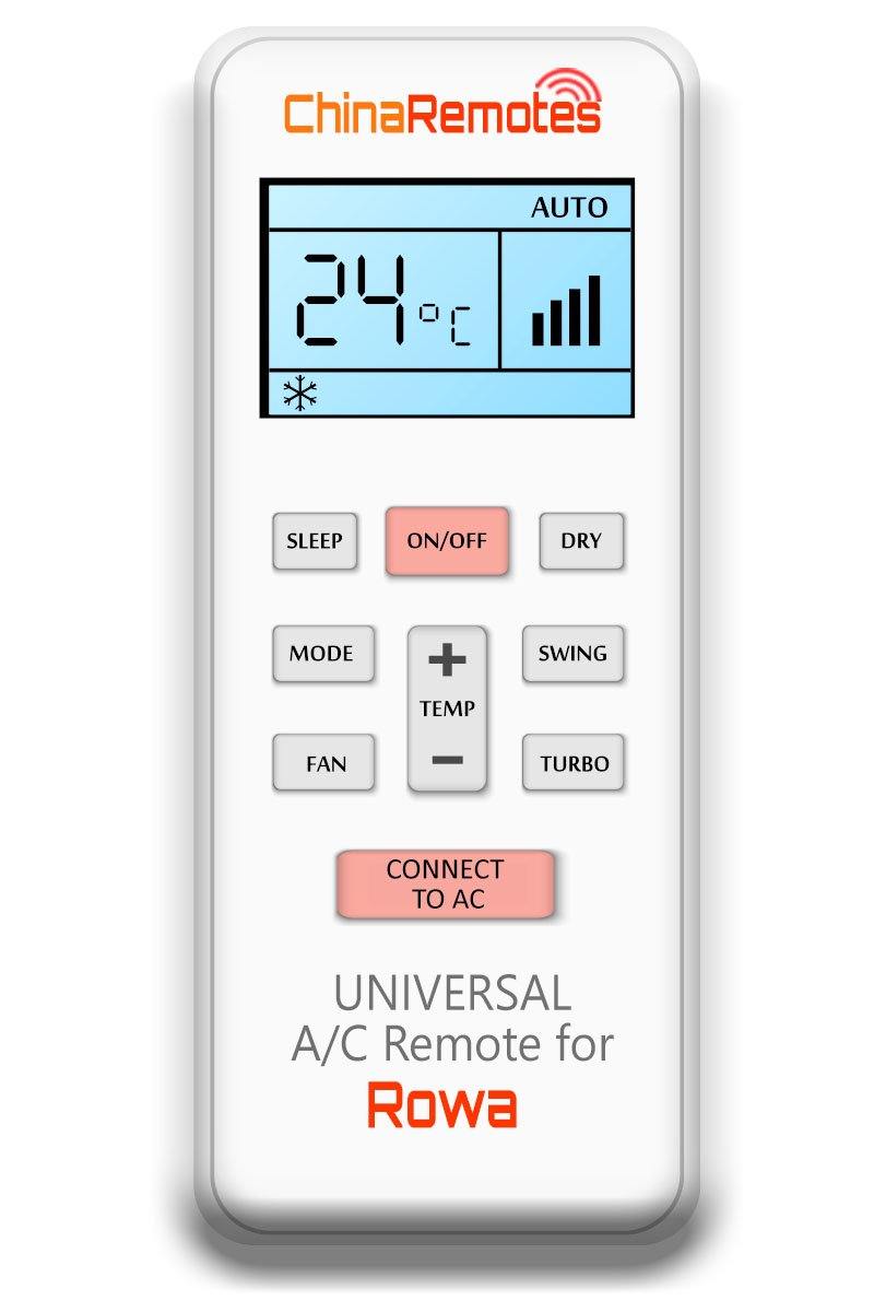 Brand New Universal Air Conditioner Remote for Rowa Air Conditioners. Including Window Rowa Air Conditioners, Portable Rowa air conditioner Remotes & Split system Rowa air conditioner Remotes.✅  Not all Universal AC Remotes work with Rowa AC`s, that`s why we have chosen to offer you a very specific Universal AC remote for Rowa which has stood the test of time, and has shown to be compatible with virtually all Rowa Air Conditioners.