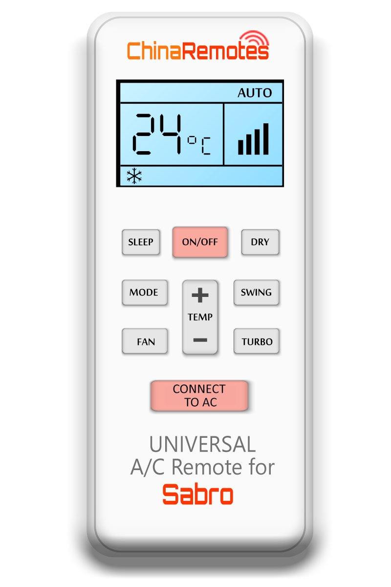 Universal Air Conditioner Remote for Sabro AC Remote Including Sabro Split System Remote & Sabro Window Air Con and Sabro Portable AC remotes