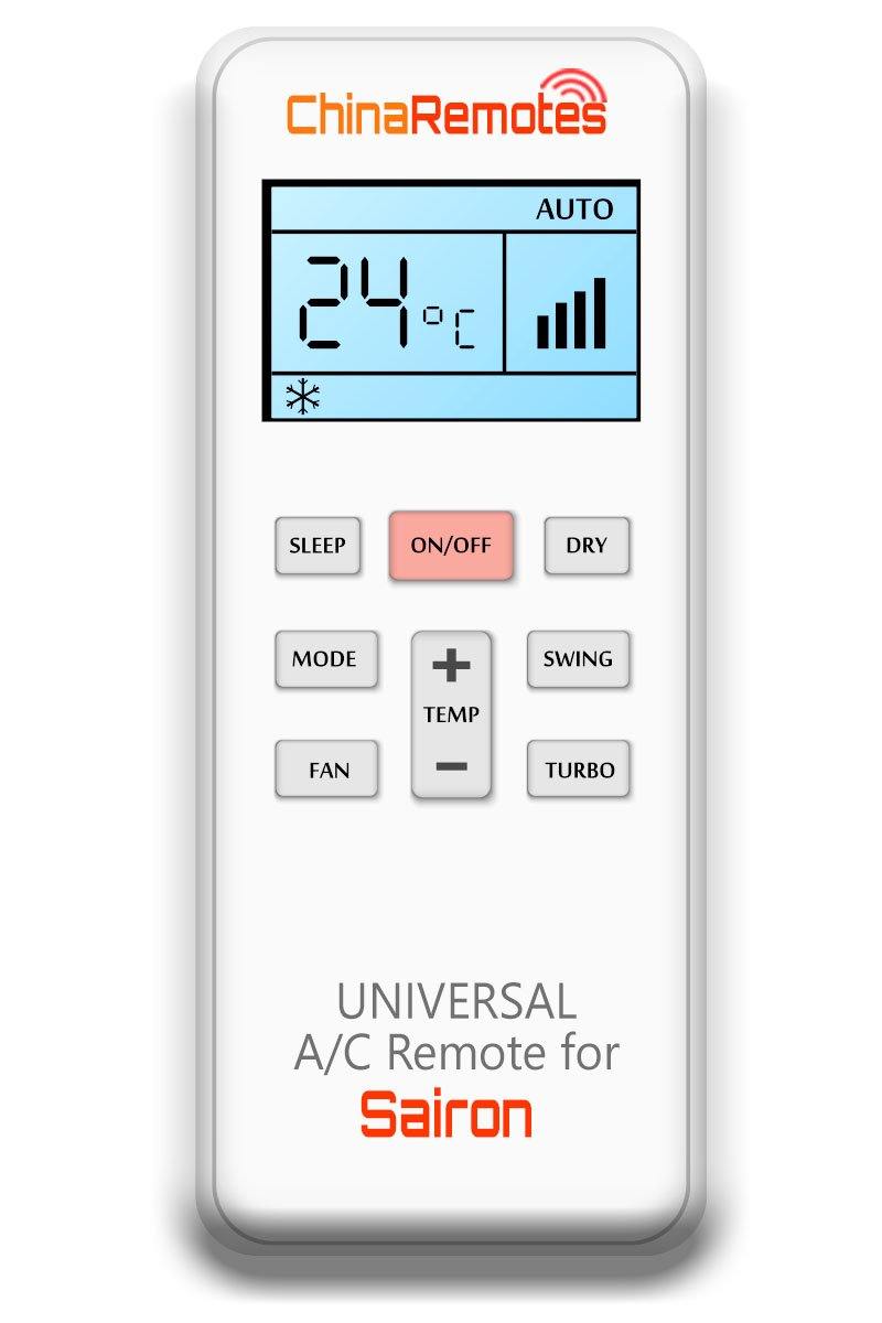 Universal Air Conditioner Remote for Sairon Aircon Remote Including Sairon Portable AC Remote and Sairon Split System a/c remotes and Sairon portable AC Remotes