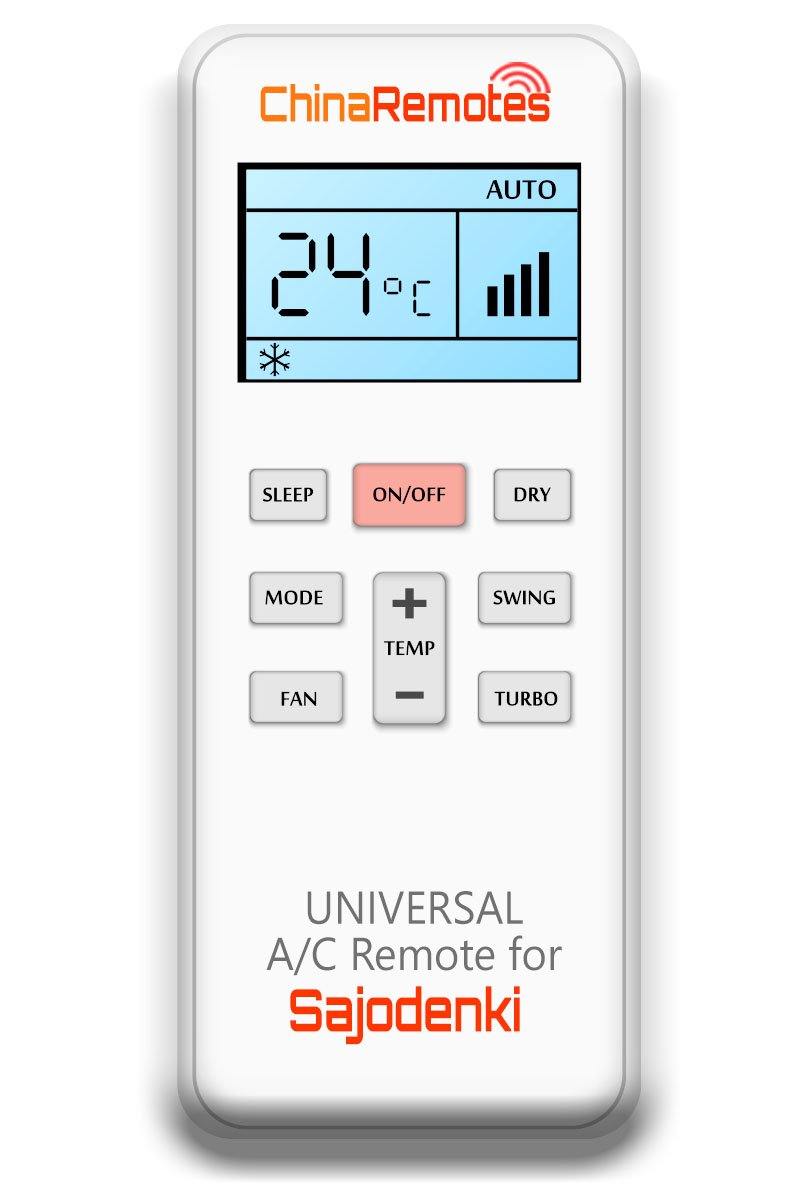 Universal Air Conditioner Remote for Sajodenki Aircon Remote Including Sajodenki Portable AC Remote and Sajodenki Split System a/c remotes and Sajodenki portable AC Remotes