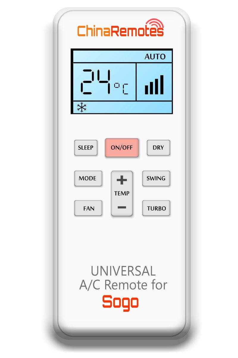 Universal Air Conditioner Remote for Sogo Aircon Remote Including Sogo Portable AC Remote and Sogo Split System a/c remotes and Sogo portable AC Remotes