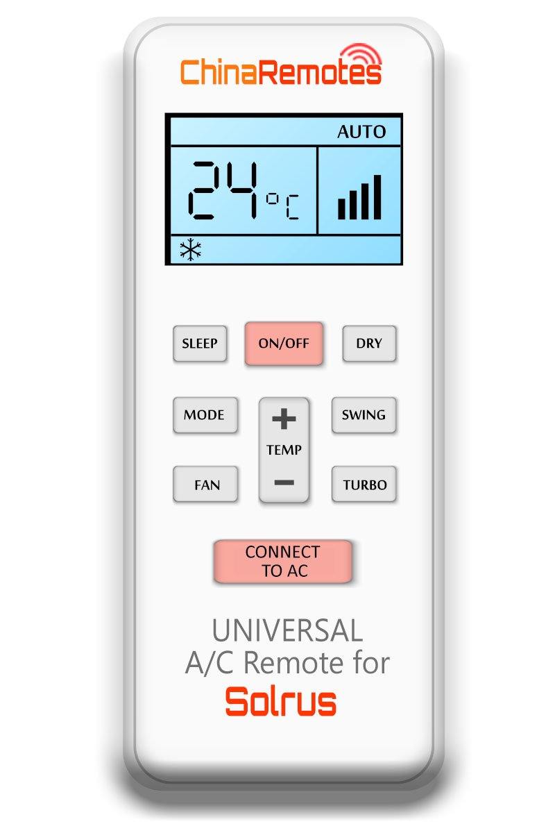 UNIVERSAL Air Conditioner Remote for Solrus AC Remote Including Solrus Split System Remote & Solrus Window Air Con and Solrus Portable AC remotes