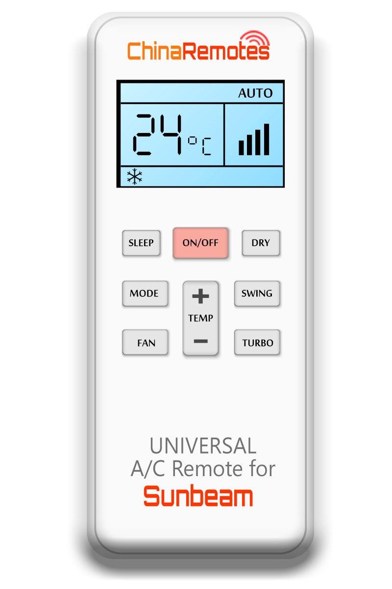 Universal Air Conditioner Remote for Sunbeam Aircon Remote Including Sunbeam Portable AC Remote and Sunbeam Split System a/c remotes and Sunbeam portable AC Remotes