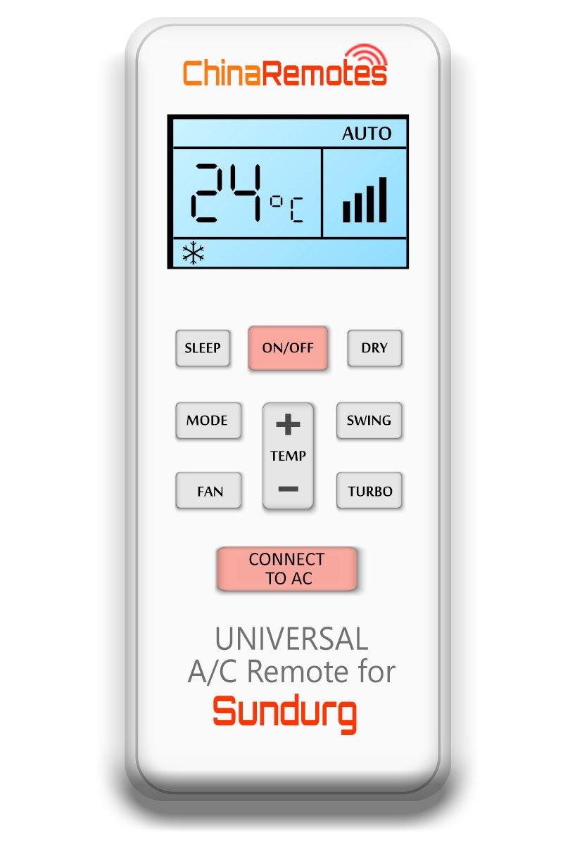 Universal Air Conditioner Remote for Sundurg AC Remote Including Sundurg Split System Remote & Sundurg Window Air Con and Sundurg Portable AC remotes