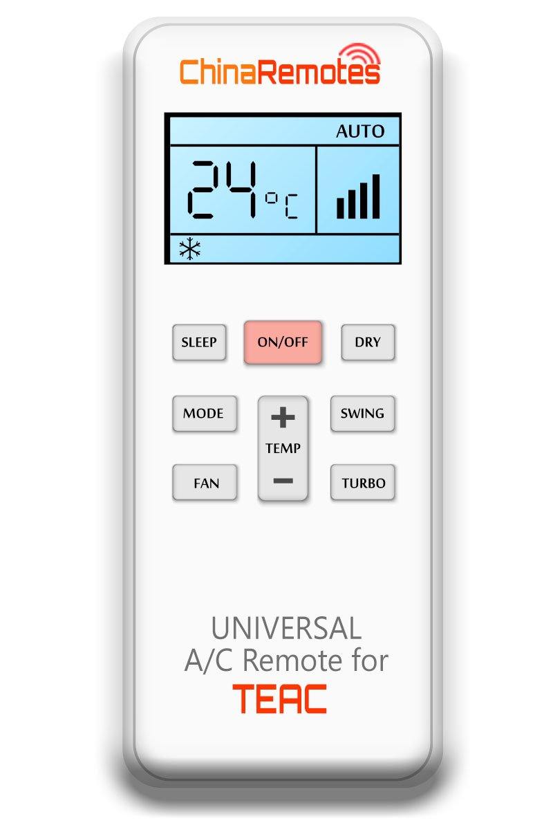 Universal Air Conditioner Remote for TEAC Aircon Remote Including TEAC Portable AC Remote and TEAC Split System a/c remotes and TEAC portable AC Remotes
