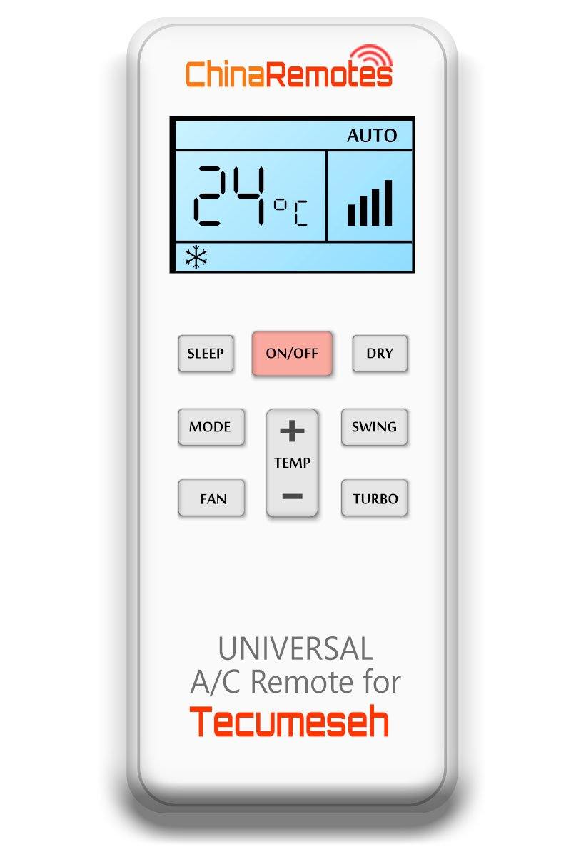 Universal Air Conditioner Remote for Tecumeseh Aircon Remote Including Tecumeseh Portable AC Remote and Tecumeseh Split System a/c remotes and Tecumeseh portable AC Remotes