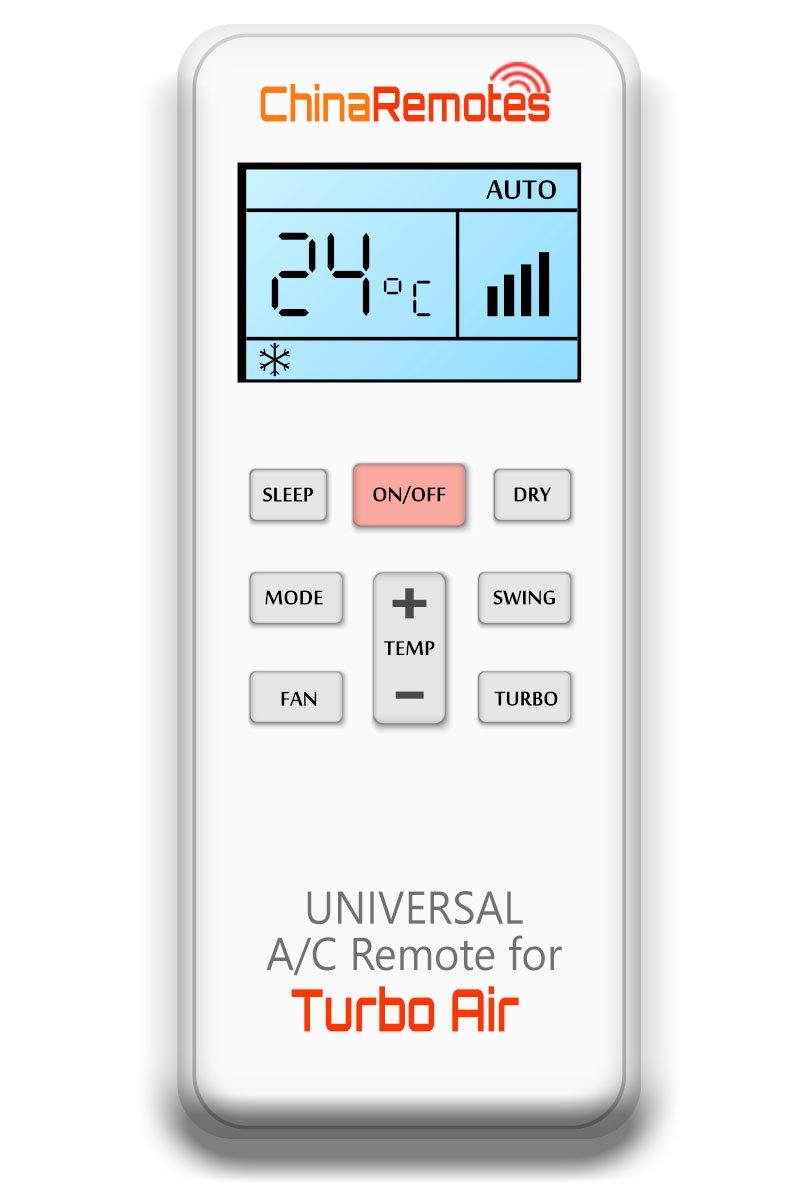 Universal Air Conditioner Remote for Turbo Air Aircon Remote Including Turbo Air Portable AC Remote and Turbo Air Split System a/c remotes and Turbo Air portable AC Remotes