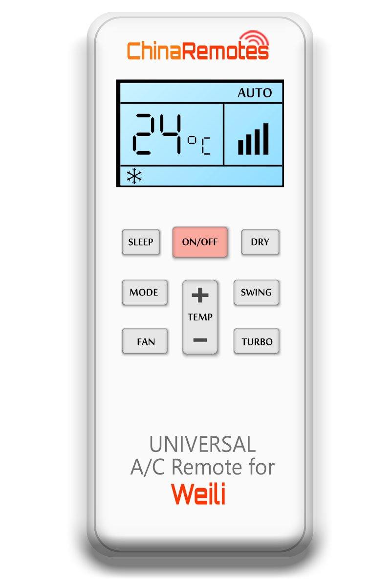 Universal Air Conditioner Remote for Weili Aircon Remote Including Weili Portable AC Remote and Weili Split System a/c remotes and Weili portable AC Remotes