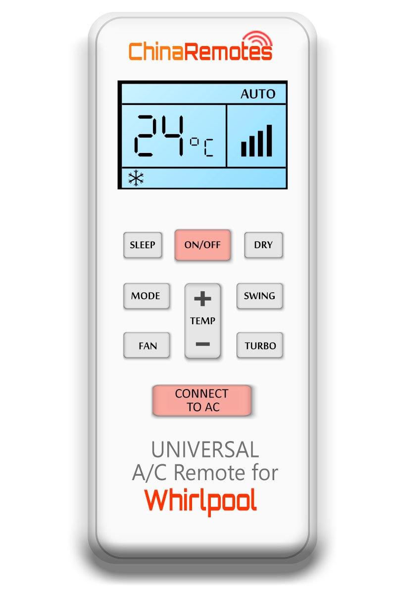 Universal Air Conditioner Remote for Whirlpool AC Remote Including Whirlpool Split System Remote & Whirlpool Window Air Con and Whirlpool Portable AC remotes