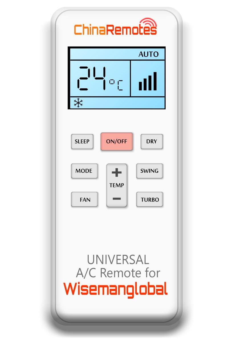Universal Air Conditioner Remote for Wisemanglobal Aircon Remote Including Wisemanglobal Portable AC Remote and Wisemanglobal Split System a/c remotes and Wisemanglobal portable AC Remotes