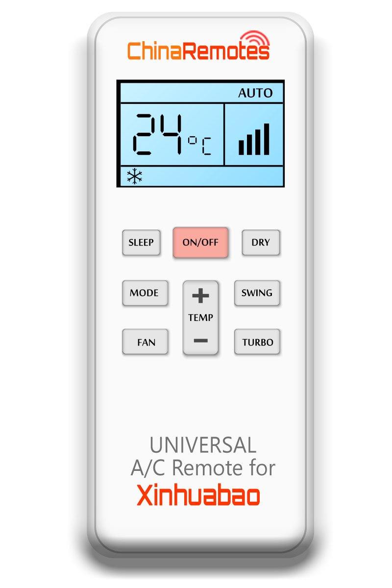 Universal Air Conditioner Remote for Xinhuabao Aircon Remote Including Xinhuabao Portable AC Remote and Xinhuabao Split System a/c remotes and Xinhuabao portable AC Remotes
